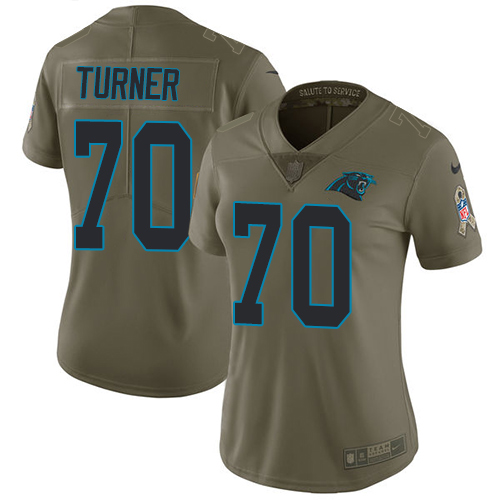 Nike Panthers #70 Trai Turner Olive Women's Stitched NFL Limited Salute to Service Jersey